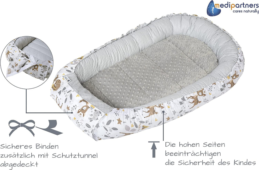 Medi Partners Babynest Kuschelnest Babynestchen 100% Baumwolle Nestchen Reisebett für Babys Säugling