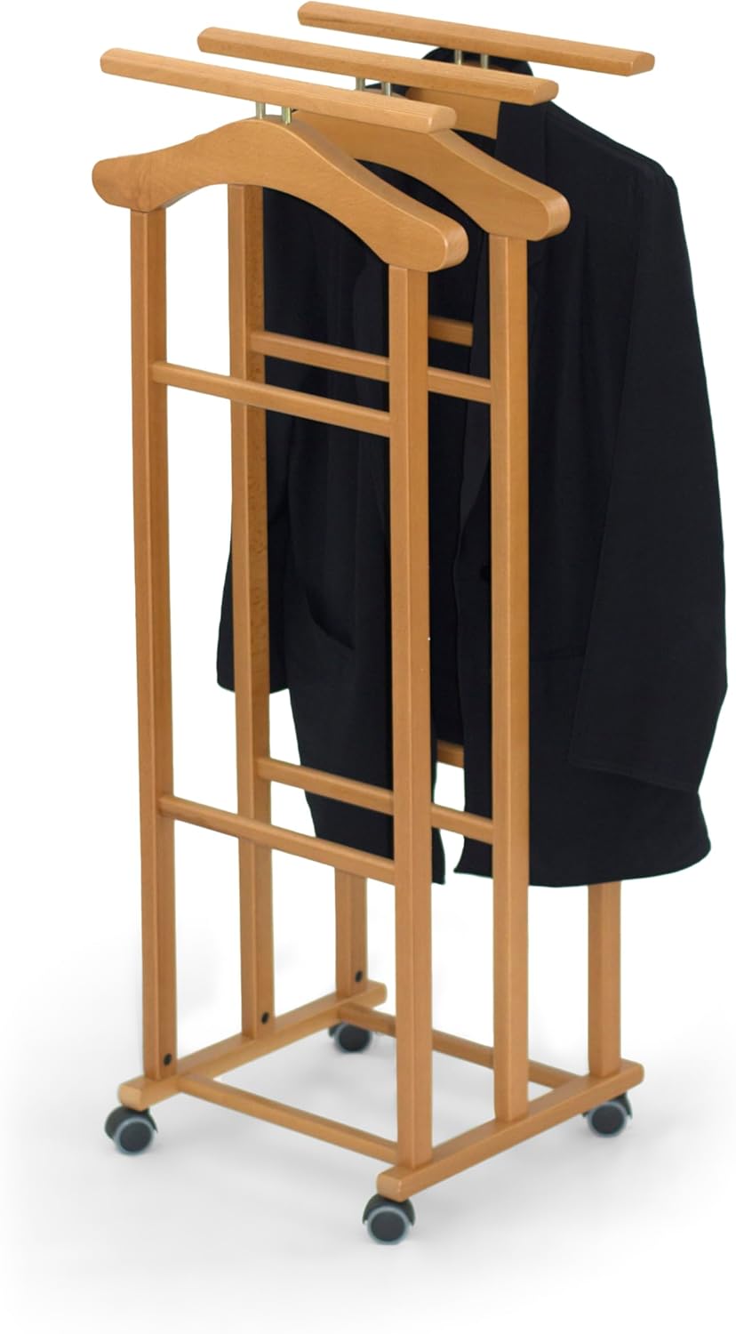 Arredamenti Italia TRIELLO, Holz - 3 Kleiderbügel und 3 Hosenhalter, Kirschbaum-Finish - Ar-It das H