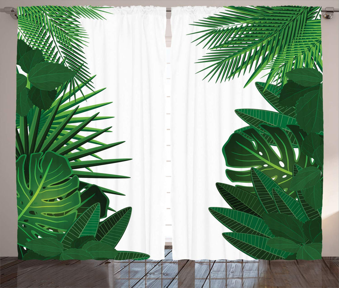 ABAKUHAUS hawaiisch Rustikaler Gardine, Tropical exotische Palmen, Schlafzimmer Kräuselband Vorhang