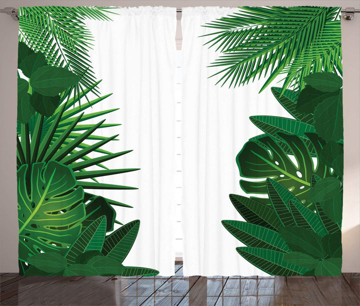 ABAKUHAUS hawaiisch Rustikaler Gardine, Tropical exotische Palmen, Schlafzimmer Kräuselband Vorhang