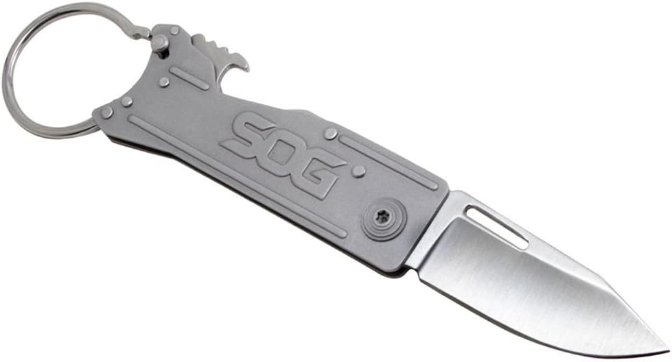 SOG Erwachsene KEYTRON-Satin, Straight Taschenmesser, Silber, One Size