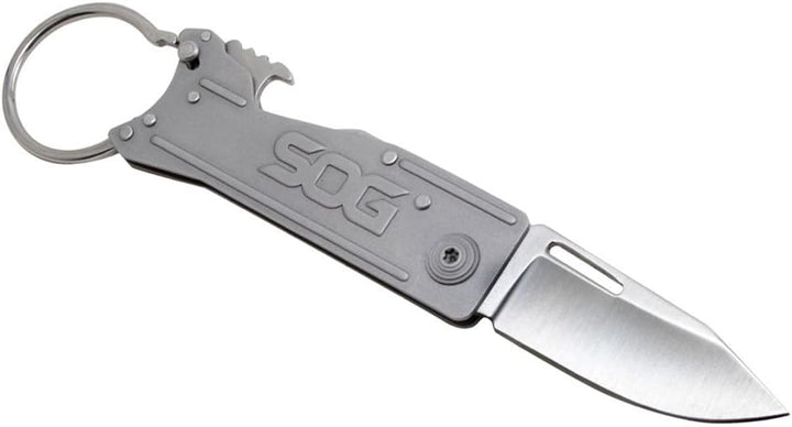 SOG Erwachsene KEYTRON-Satin, Straight Taschenmesser, Silber, One Size