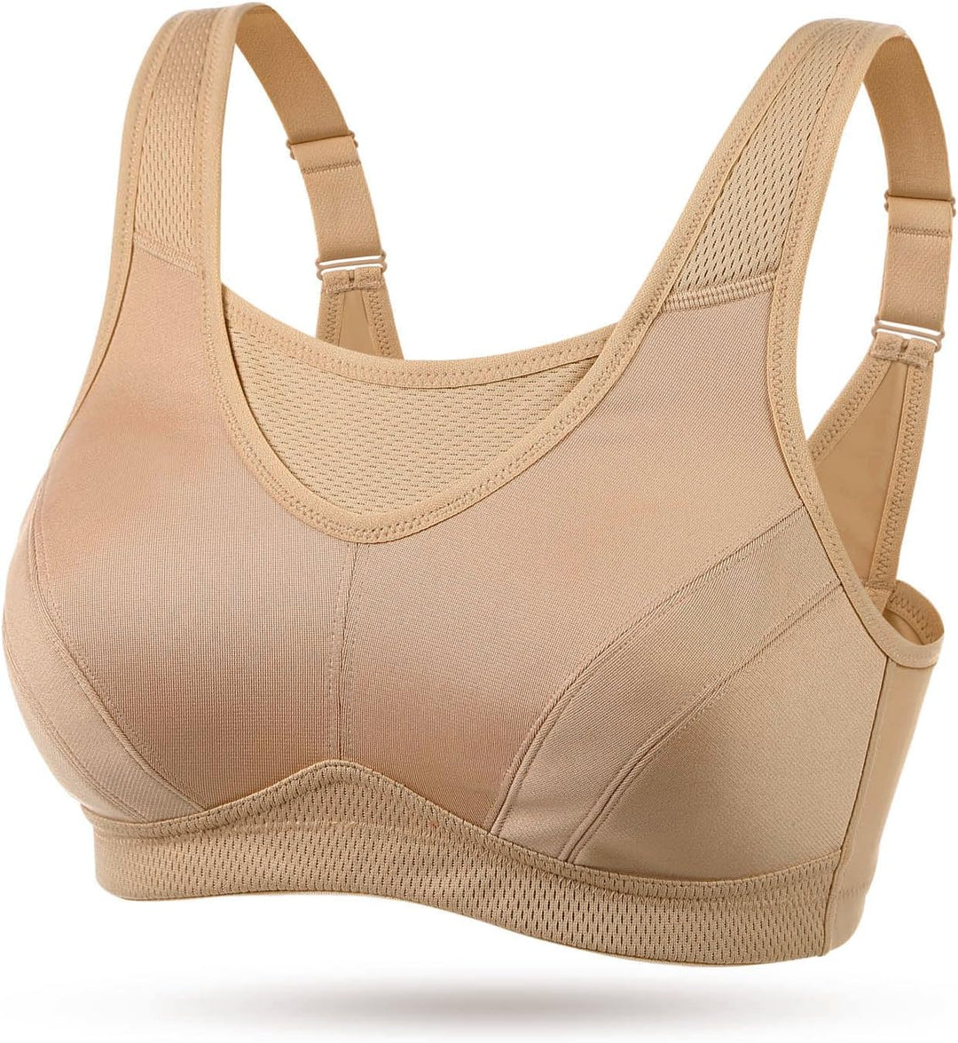 Wingslove Damen Sport BH ohne Bügel Nicht Gepolstert High Impact Bustier Halt Joggen BH 75E Nackt, 7