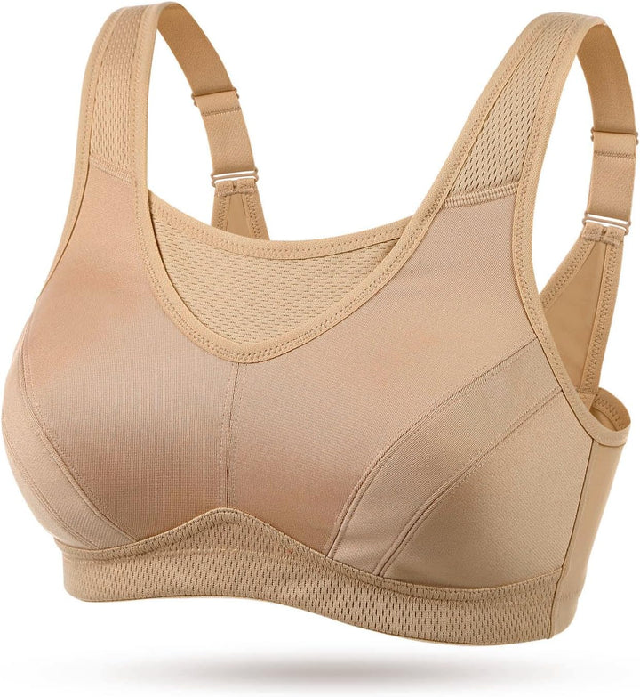 Wingslove Damen Sport BH ohne Bügel Nicht Gepolstert High Impact Bustier Halt Joggen BH 75E Nackt, 7