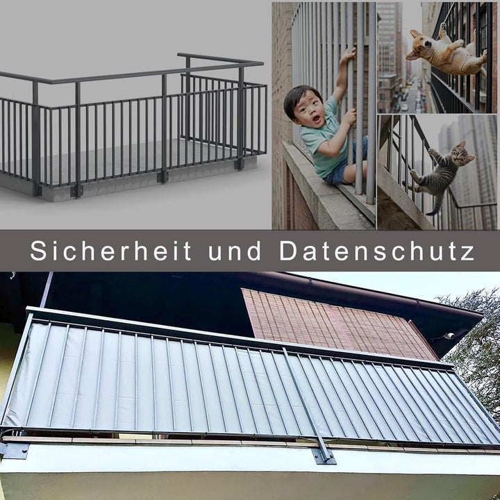 SUN BLOCK Balkon Sichtschutz 100x600cm Balkonabdeckung PES UV-Schutz balkonschutz wetterfest,mit Kab