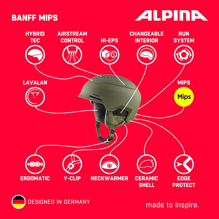ALPINA BANFF MIPS - Nachhaltiger, Sicherer und leichter MIPS Skihelm Mit Schafswolle-Innenfutter Für