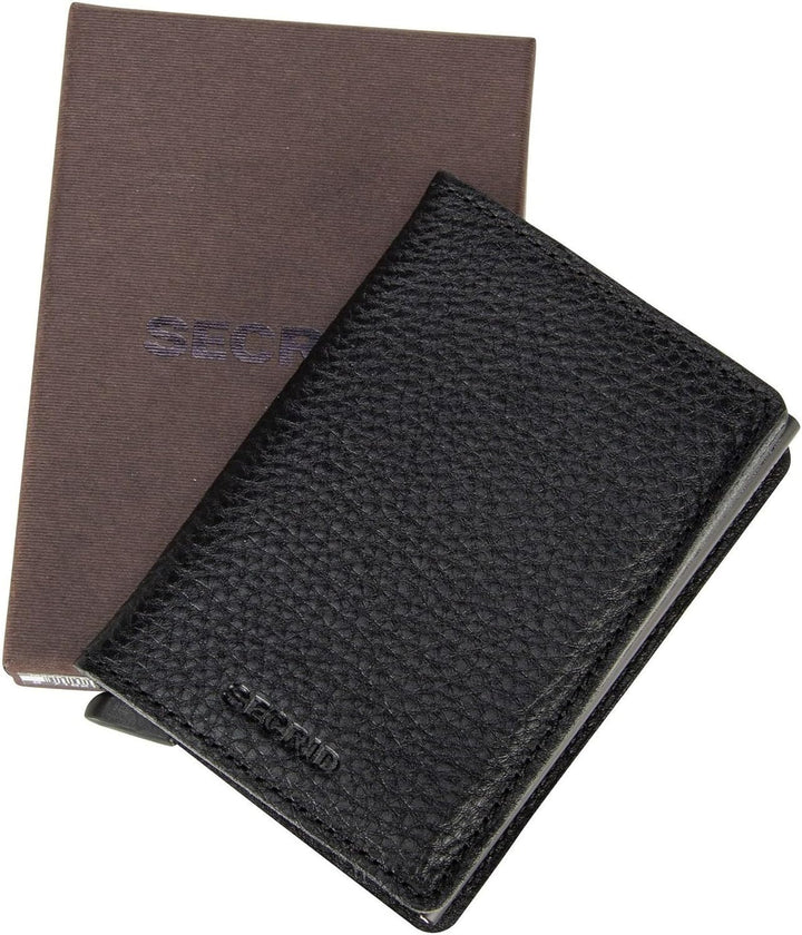 Secrid Slimwallet Kartenetui Black-Black aus Leder für 4 Karten mit oder 6 Karten ohne Prägung, Mass