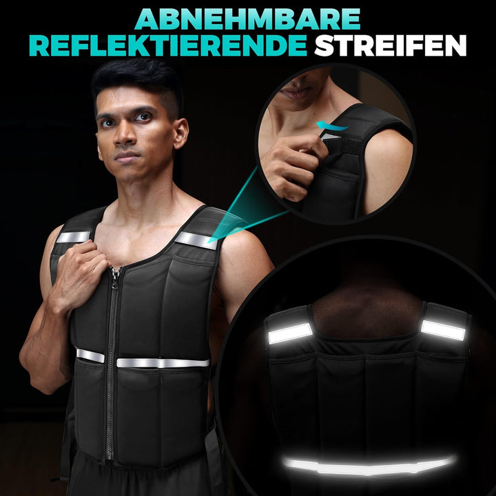 ONETWOFIT Verstellbare Gewichtsweste für Herren 20KG, Weighted Vest zum Wandern mit Reissverschluss/