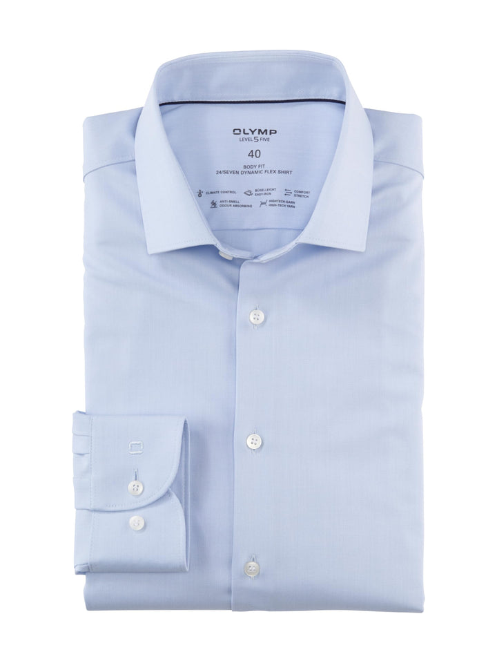 OLYMP Herren Businesshemd Langarm Level Five 24/Seven,Twill,Body fit,Modern Kent 39 Hellblau, 39 Hel