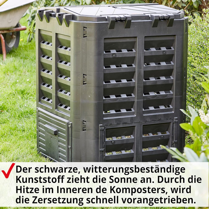 HECHT Thermokomposter aus Kunststoff – Schnellkomposter mit praktisches Stecksystem – Robuster & hoc