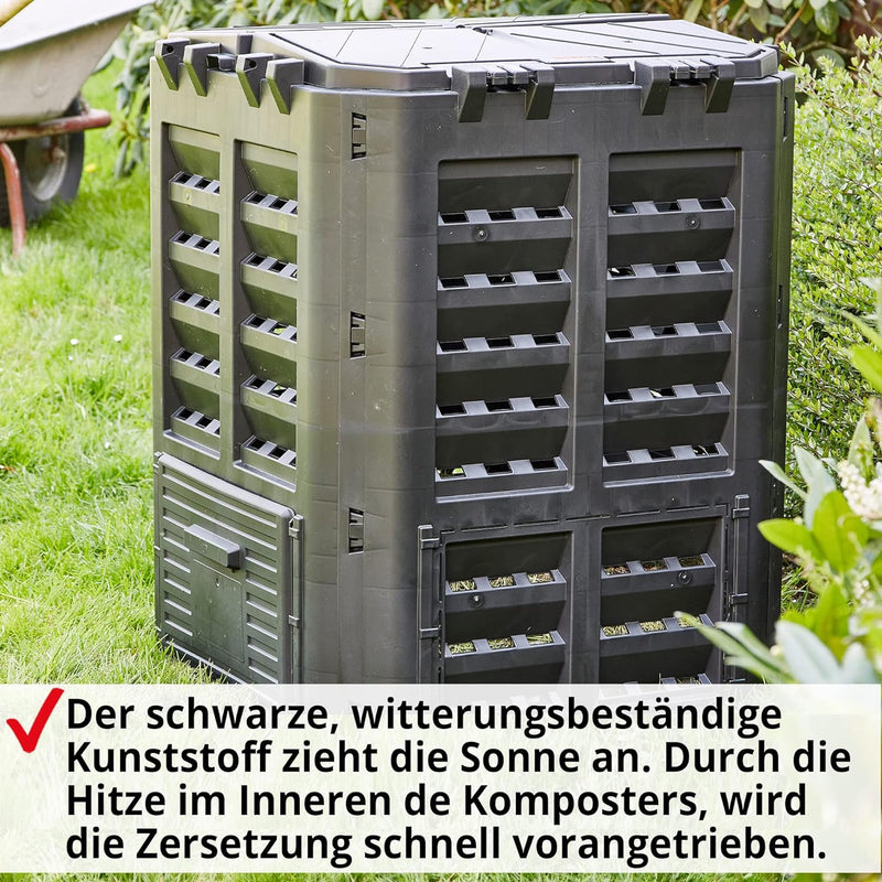 HECHT Thermokomposter aus Kunststoff – Schnellkomposter mit praktisches Stecksystem – Robuster & hoc