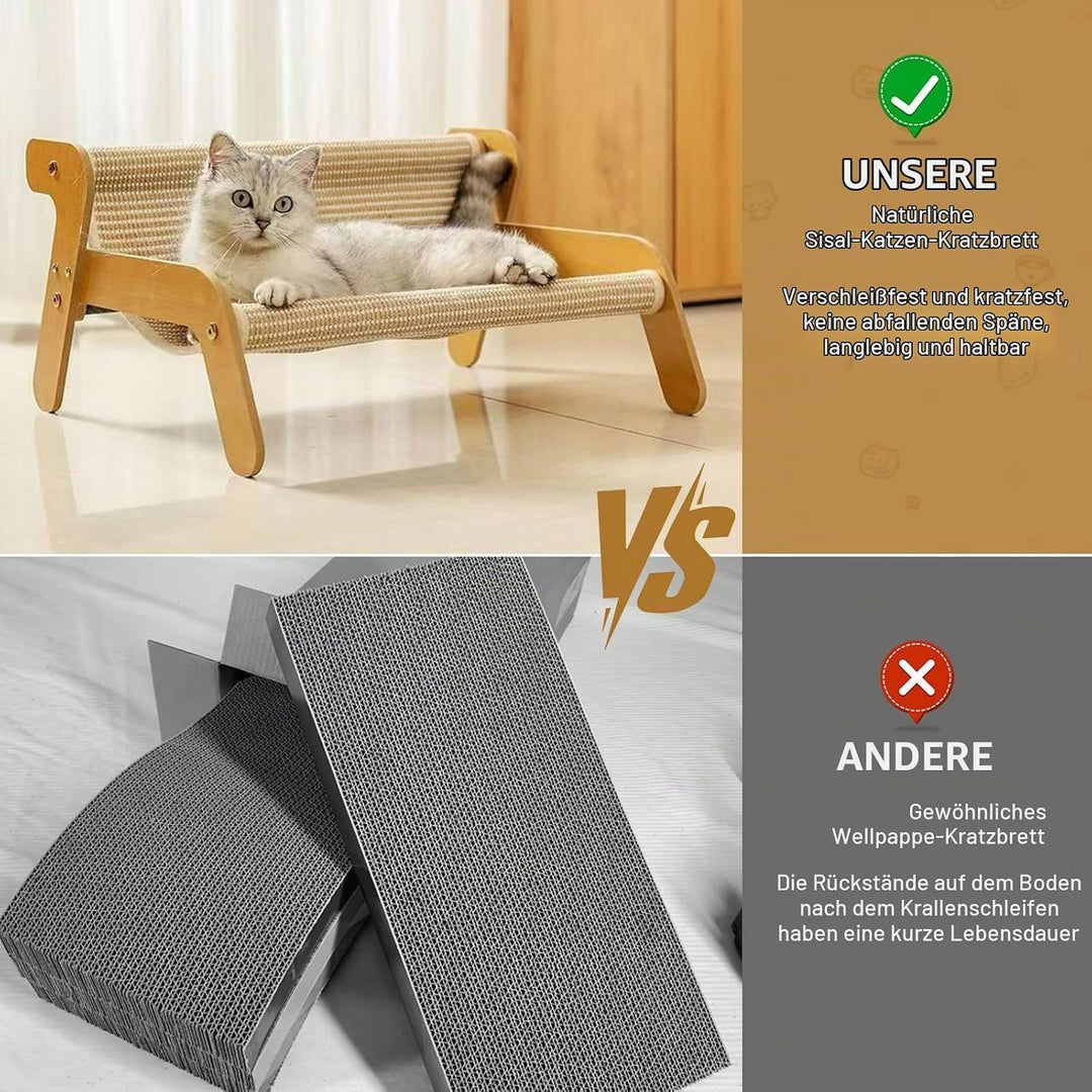 Kratzsofa Katzenbett,Kätzchen Kratzcouch-Sisal Kratzstuhl für Katzen Outdoor&amp;Indoor Katzen-Lounge-St