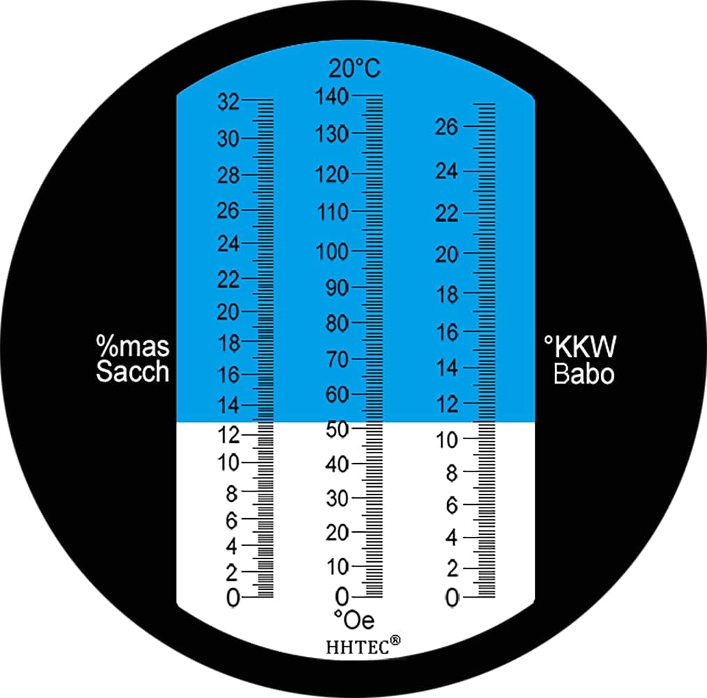 Winzer Refraktometer 0-32 Brix (Zucker) 0-140 Öchsle 0-27 KMW mit ATC für Wein Bier Brauen für Messu