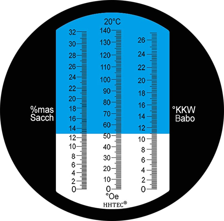 Winzer Refraktometer 0-32 Brix (Zucker) 0-140 Öchsle 0-27 KMW mit ATC für Wein Bier Brauen für Messu