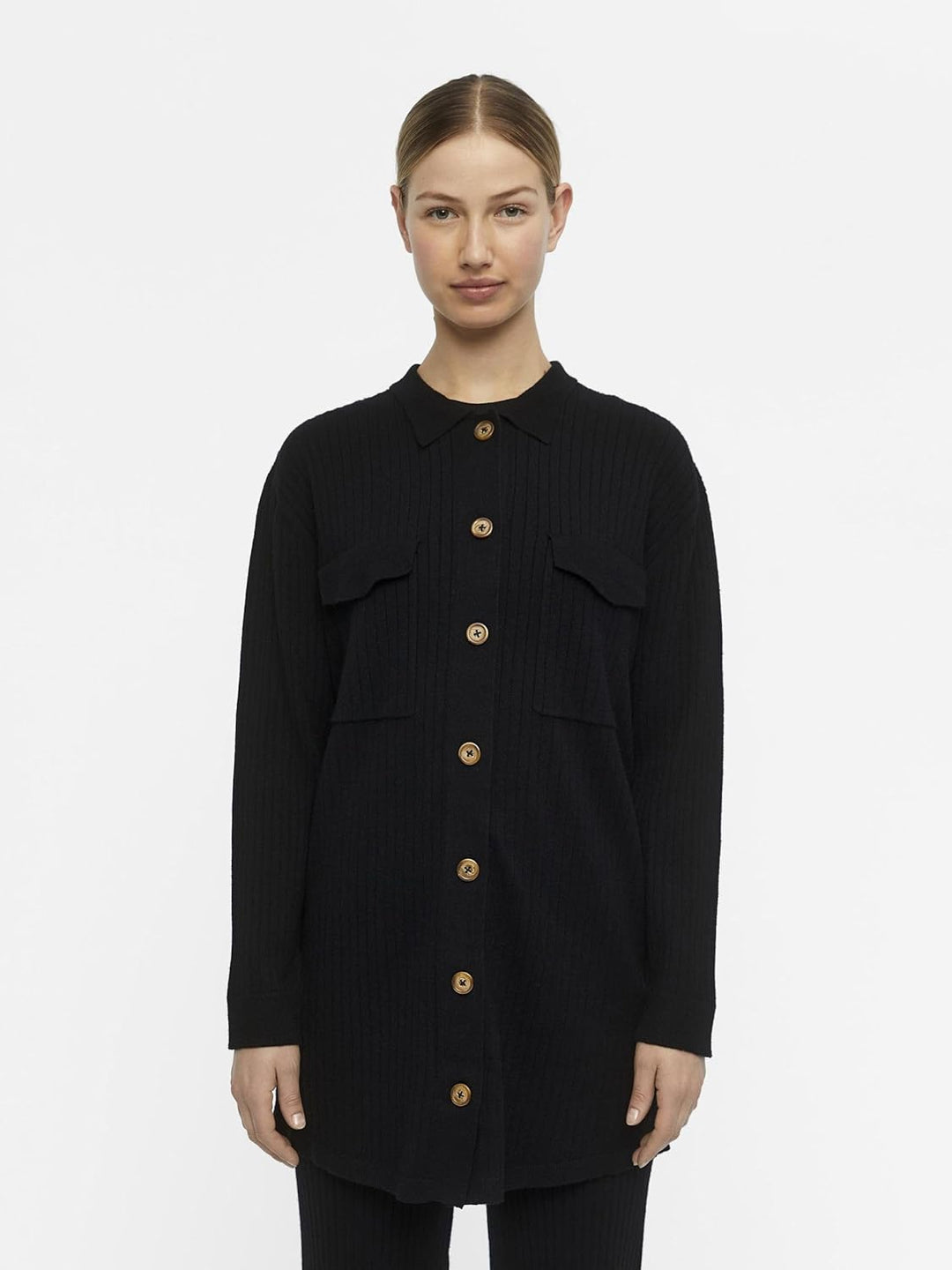 Object Damen Objnoelle Meza Knit Shirt Noos Strickjacke, Schwarz, S EU