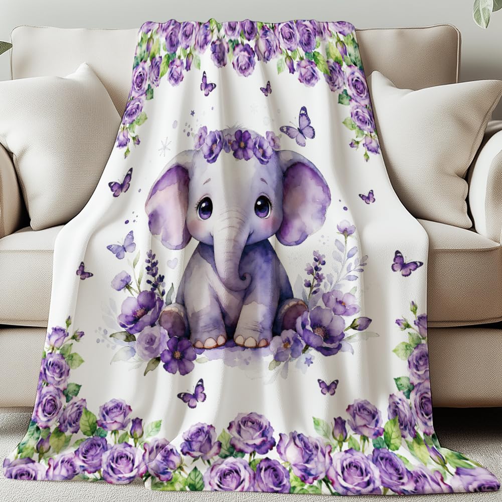 GLOBLELAND Geschenk Decke 150x130CM Little Elephant Mama/Papa Geschenk Geburtstagsgeschenk Geschenke