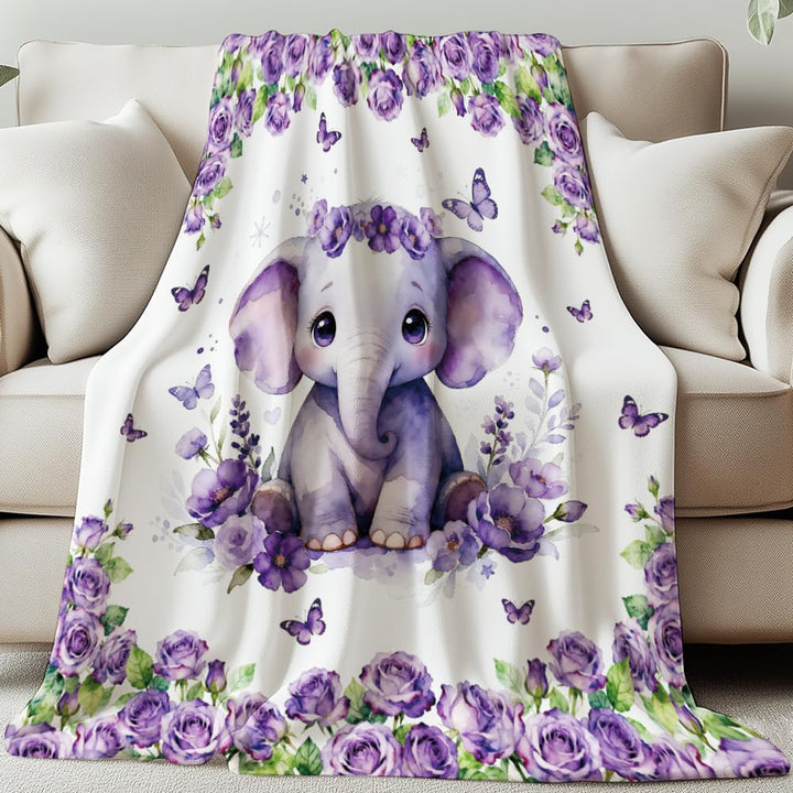 GLOBLELAND Geschenk Decke 150x130CM Little Elephant Mama/Papa Geschenk Geburtstagsgeschenk Geschenke