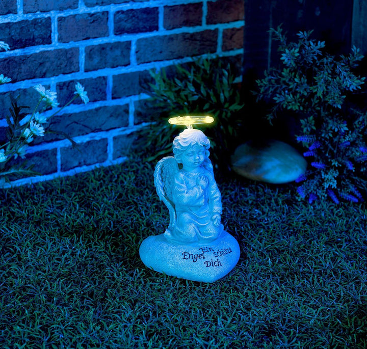 Lunartec Solarengel: Schutzengel-Figur mit Solar-LED-Licht, 7 LEDs, 20 cm, IP44 (Engel mit Licht für