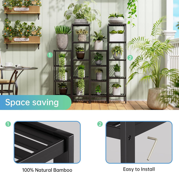 SMIBUY Badezimmer-Aufbewahrungsregal, 4 Ebenen, Bambusregal, Organizer, multifunktionales Regal für