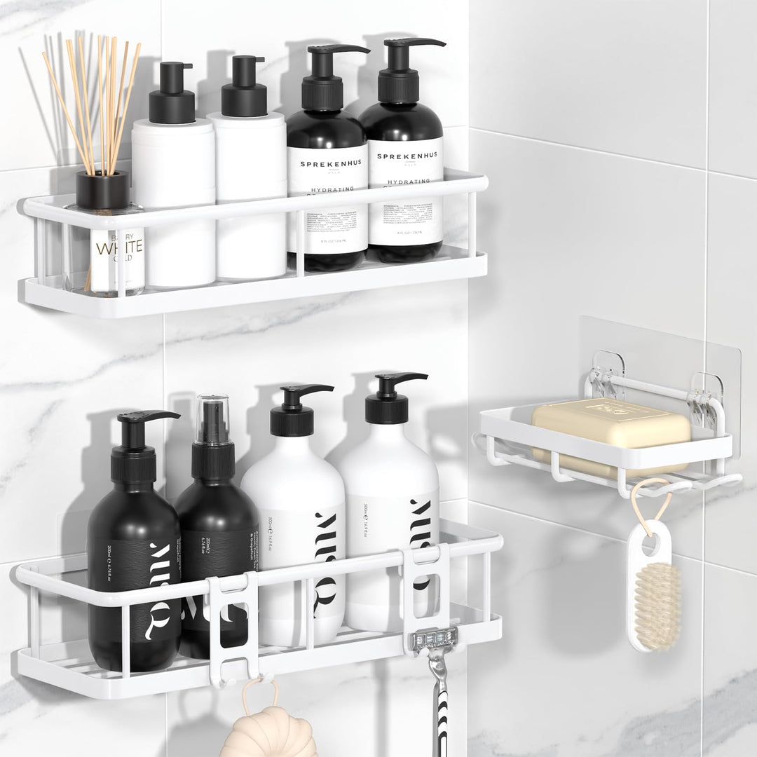 YASONIC Duschablage ohne Bohren Badezimmer Organizer, Badregal Duschregal ohne Bohren, Duschhalterun