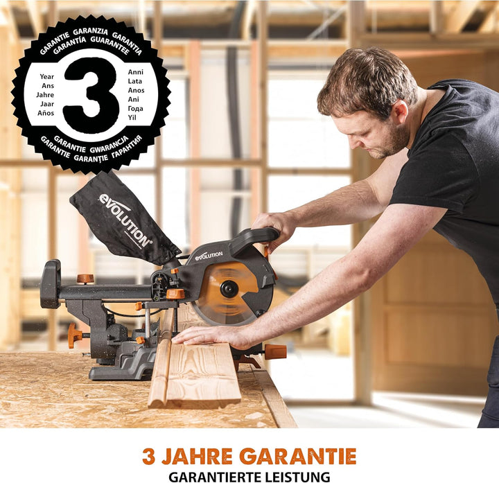 Evolution Power Tools - R210SMS+ Mehrzweck-Gleit-Gehrungssäge mit Plus Pack, 210 mm (230 V) R210-SMS