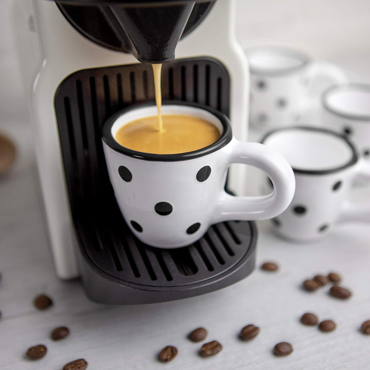 City to Cottage® - Espressotassen Set | Weiss und Schwarz | Polka Dots | Handgemacht | Keramik Gesch