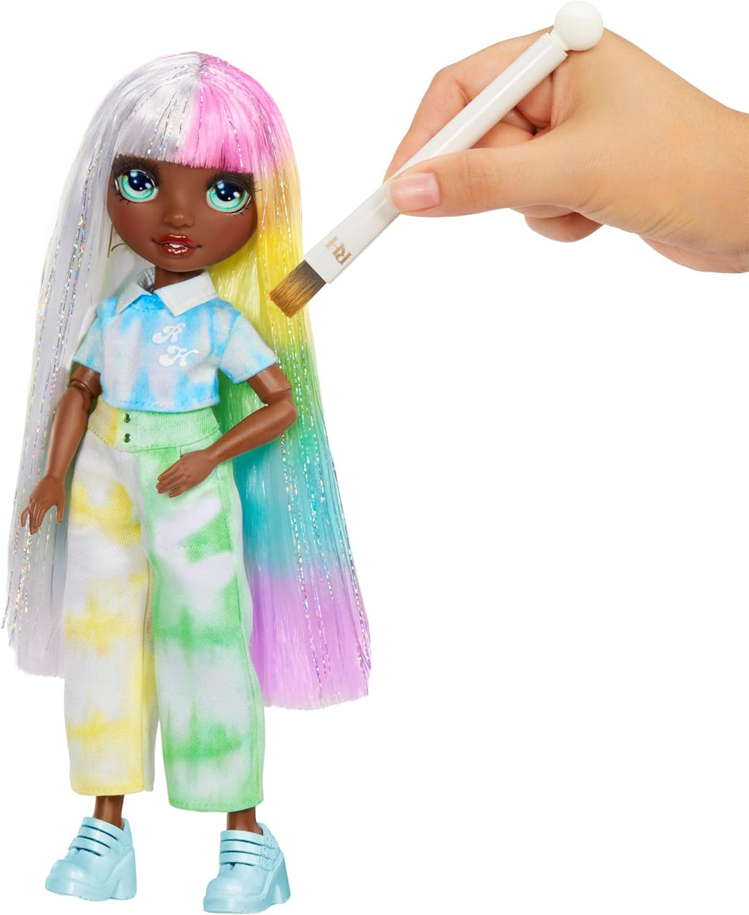Rainbow High Watercolour & Create DIY Modepuppe, Auswaschbare Wasserfarben & Batikset - Grüne Augen,