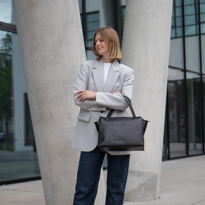 SID & VAIN Handtasche mit Schultergurt ATLANTA aus Premium Leder I Henkeltasche für Damen I Umhänget