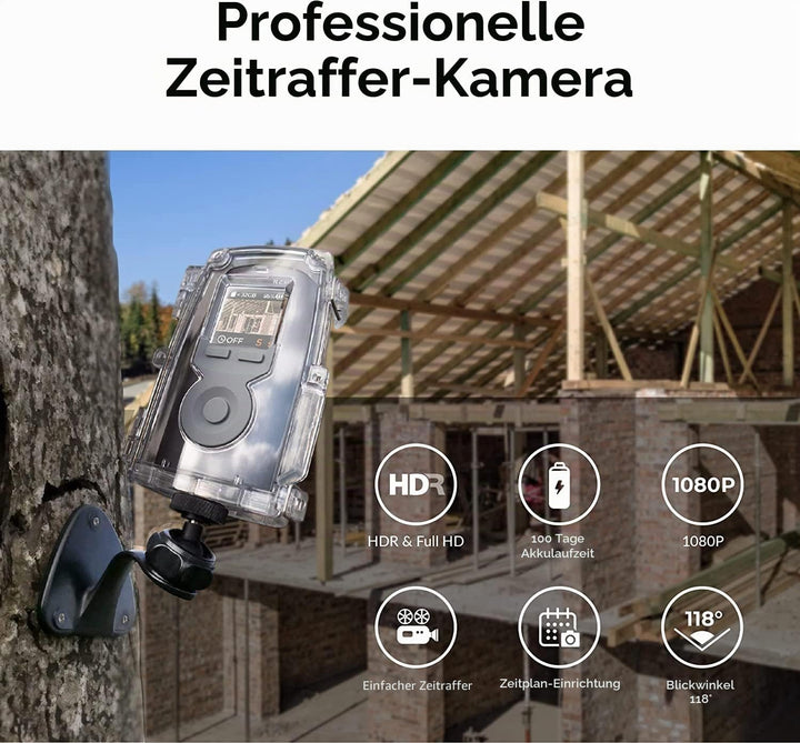 Brinno BCC300-M Video-Zeitraffer-Kit – TLC300 Time Lapse Kamera 1080P FHD HDR, LCD-IPS-Bildschirm, I