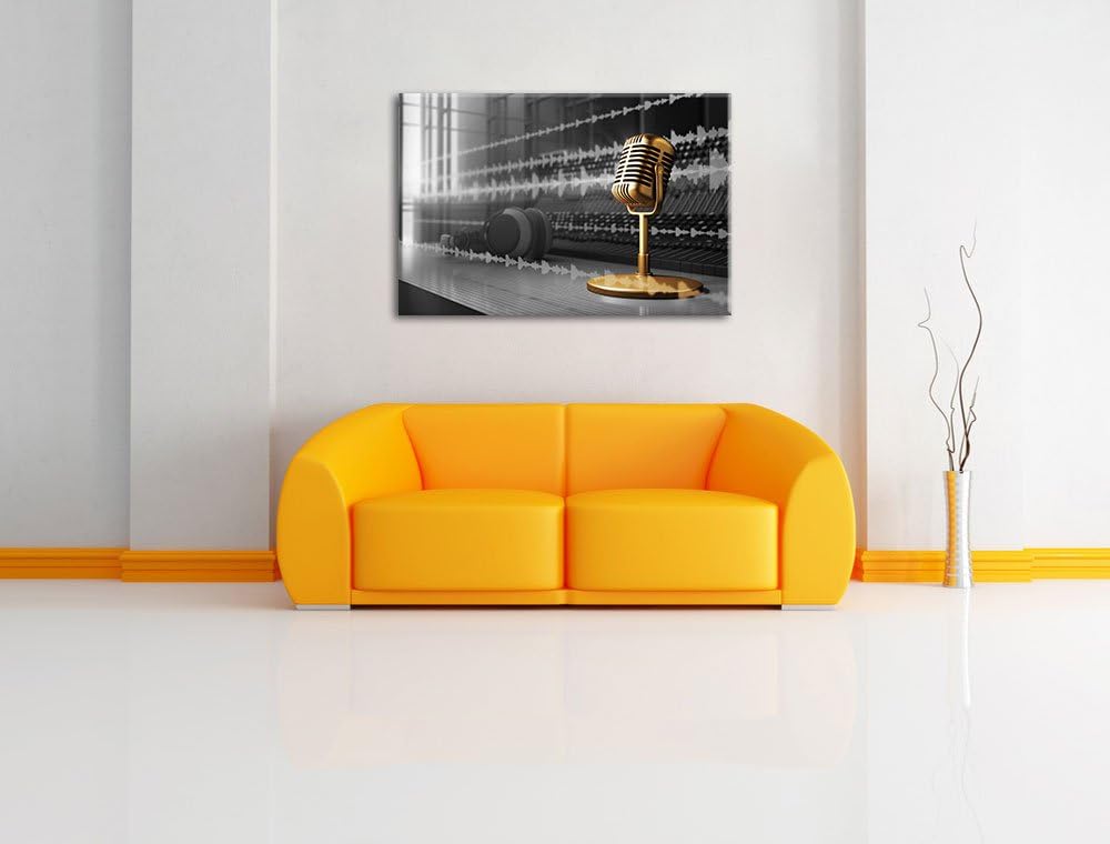 Cooles Musikstudio schwarz/weiss Format: 100x70 auf Leinwand, XXL riesige Bilder fertig gerahmt mit