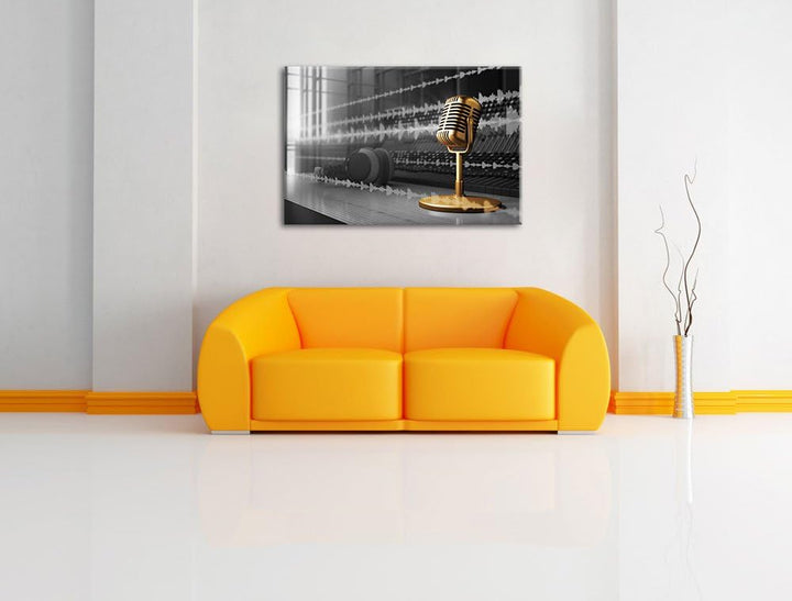 Cooles Musikstudio schwarz/weiss Format: 100x70 auf Leinwand, XXL riesige Bilder fertig gerahmt mit