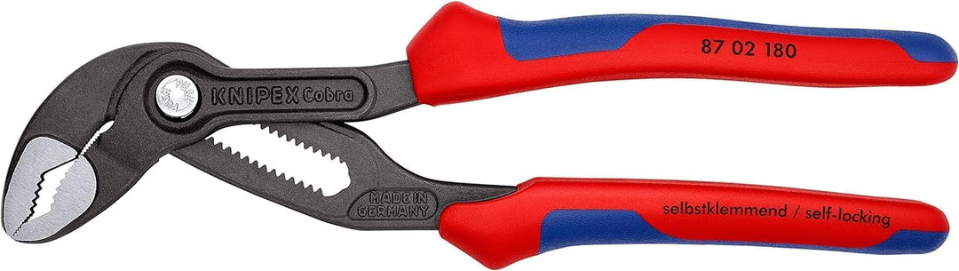 KNIPEX Cobra® Wasserpumpenzange, 180 mm, Muttern bis 36 mm, Rohre bis 42 mm, Feinverstellung per Kno