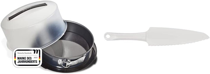 Zenker 7020 Springform mit Transporthaube Ø 28 cm DELUXE & Tortenmesser, 29 cm Patisserie, praktisch