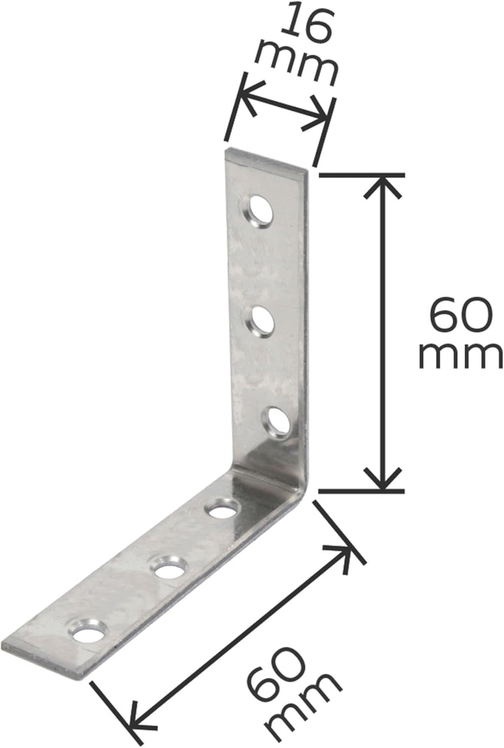 Alberts 851897 Stuhlwinkel | Edelstahl | 60 x 60 x 16 mm | 50er Set 60 x 60 x 16 mm / 50 Stk., 60 x