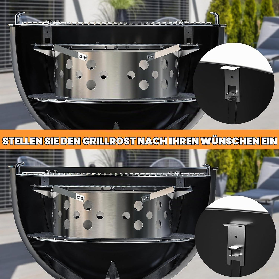Onlyfire Rauchsatz für Weber Kugelgrill 57 cm, Kohlekorb mit abnehmbarem Diffusorplatte für direkte