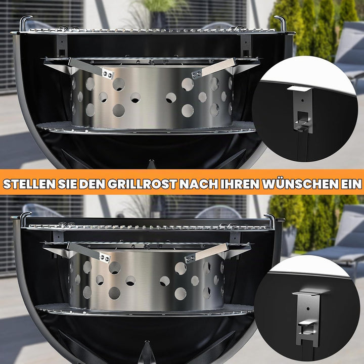 Onlyfire Rauchsatz für Weber Kugelgrill 57 cm, Kohlekorb mit abnehmbarem Diffusorplatte für direkte
