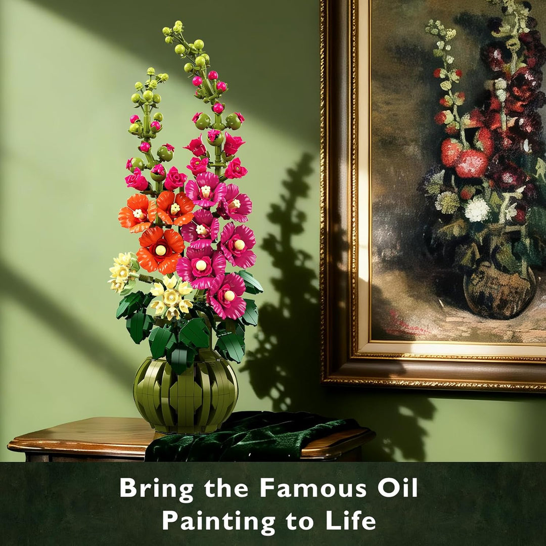 Blumen Botanicals Alcea Rosea - Set mit Kunstblumen für Erwachsene - Künstlicher Zimmerpflanze mit B
