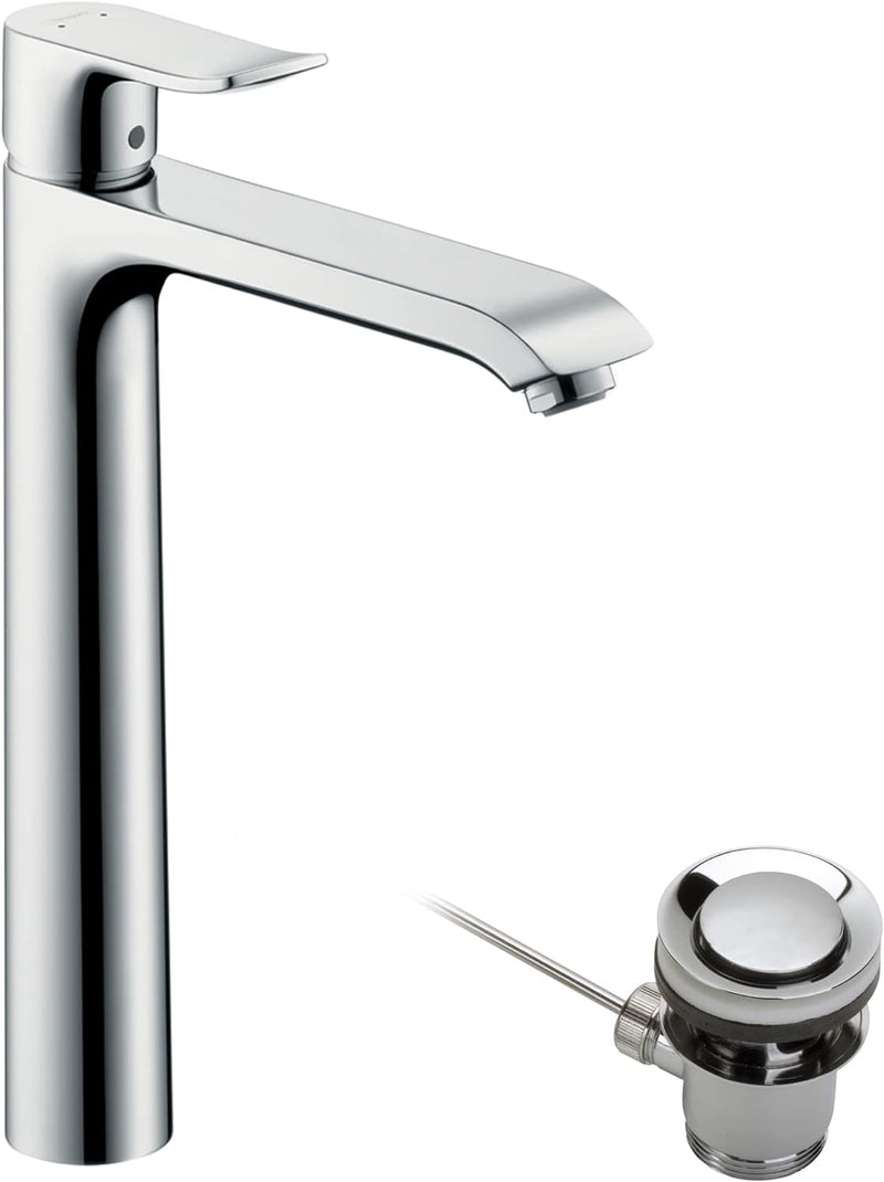 hansgrohe Waschtischarmatur Metris, Wasserhahn Bad mit Auslauf Höhe 260 mm, mit Zugstange, Badarmatu