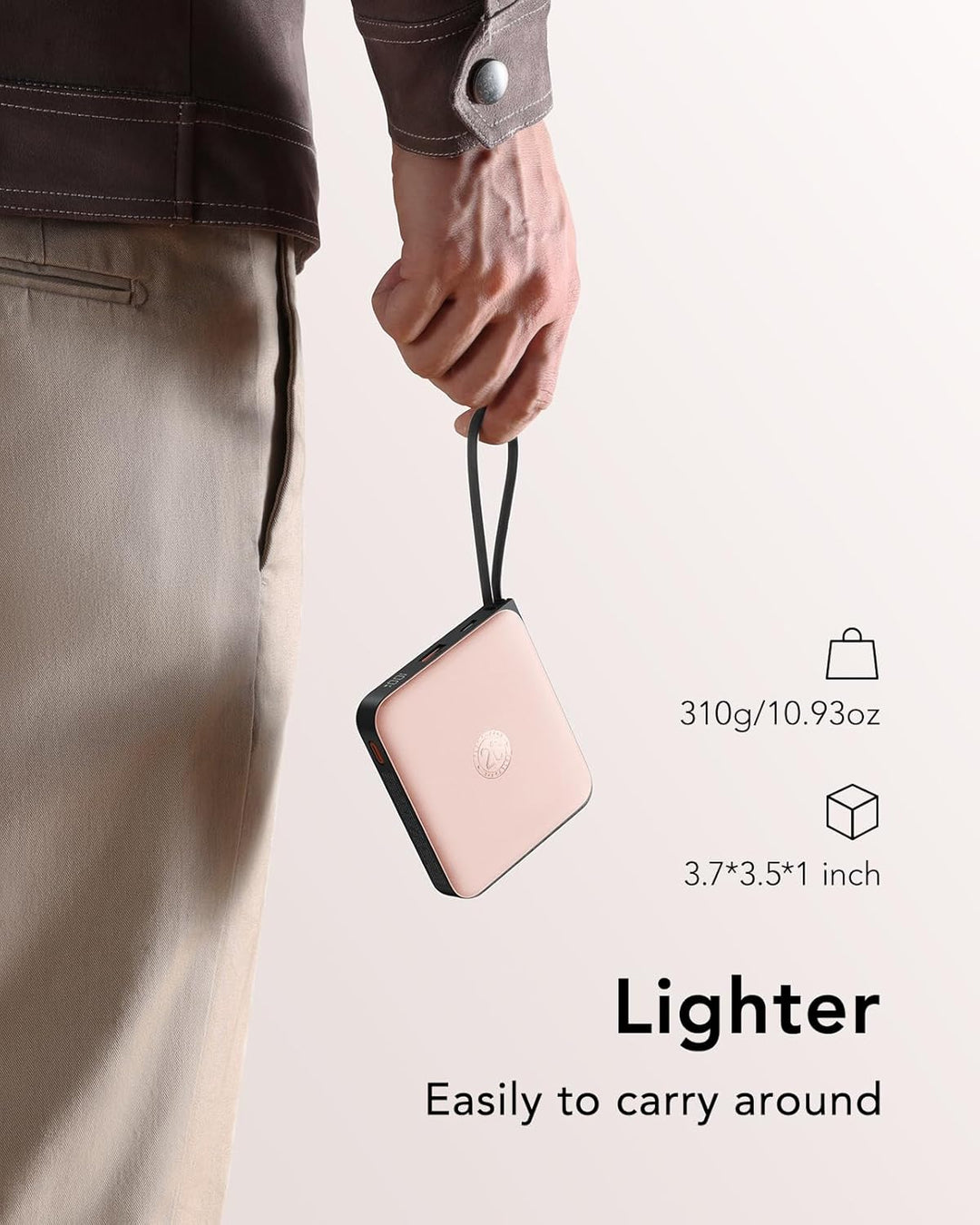 VRURC Powerbank 20000mAh mit Kabel Klein Power Bank USB C Schnelles Aufladen Tragbares Ladegerät Ext
