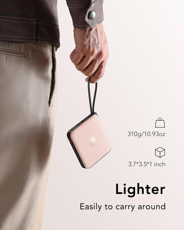 VRURC Powerbank 20000mAh mit Kabel Klein Power Bank USB C Schnelles Aufladen Tragbares Ladegerät Ext