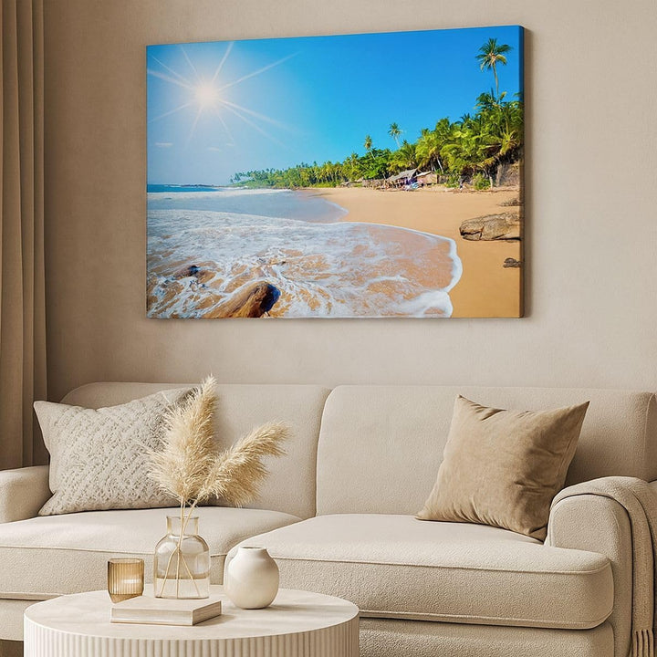 Bilder auf Leinwand 100x70cm Leinwandbild Insel Landschaft Maledivie Freiheit Gross Wanddeko Bild Sc