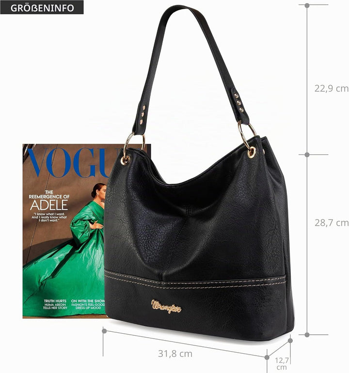 Wrangler Hobo-Taschen für Damen, veganes Leder, Griff oben, Schultertaschen und Handtaschen Einfarbi