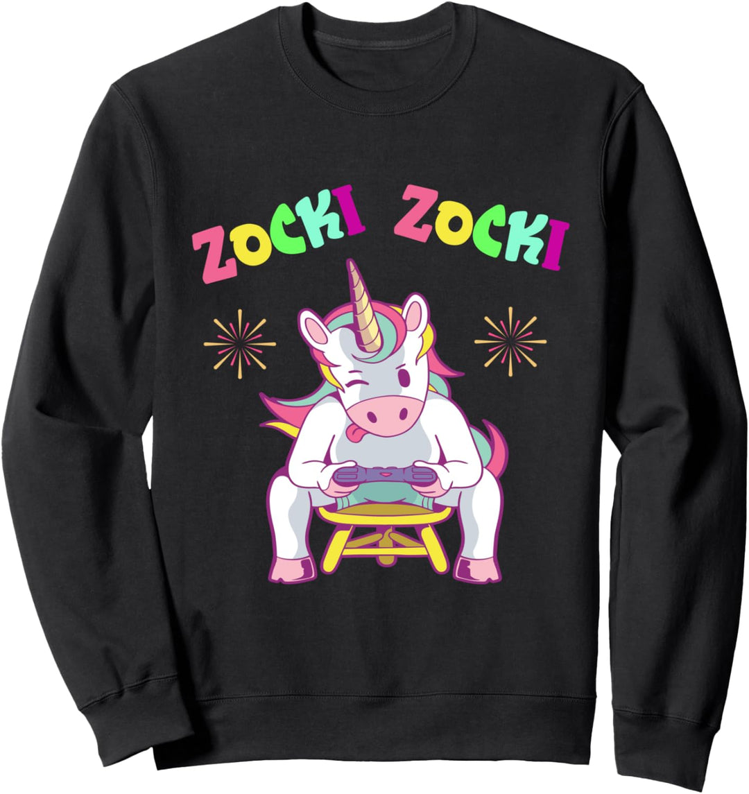 Zocki Zocki Gamer Unicorn Zocker Einhorn Konsolen Zockerin Sweatshirt
