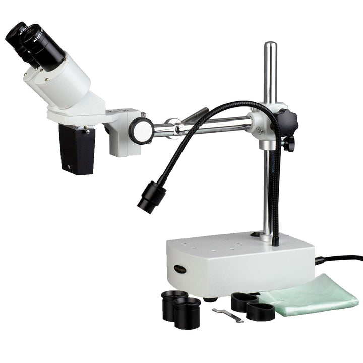 AmScope SE400-Z Kompaktes Stereo-Boom-Arm-Mikroskop mit Fester Linse und Schwanenhals-LED-Licht, 10X