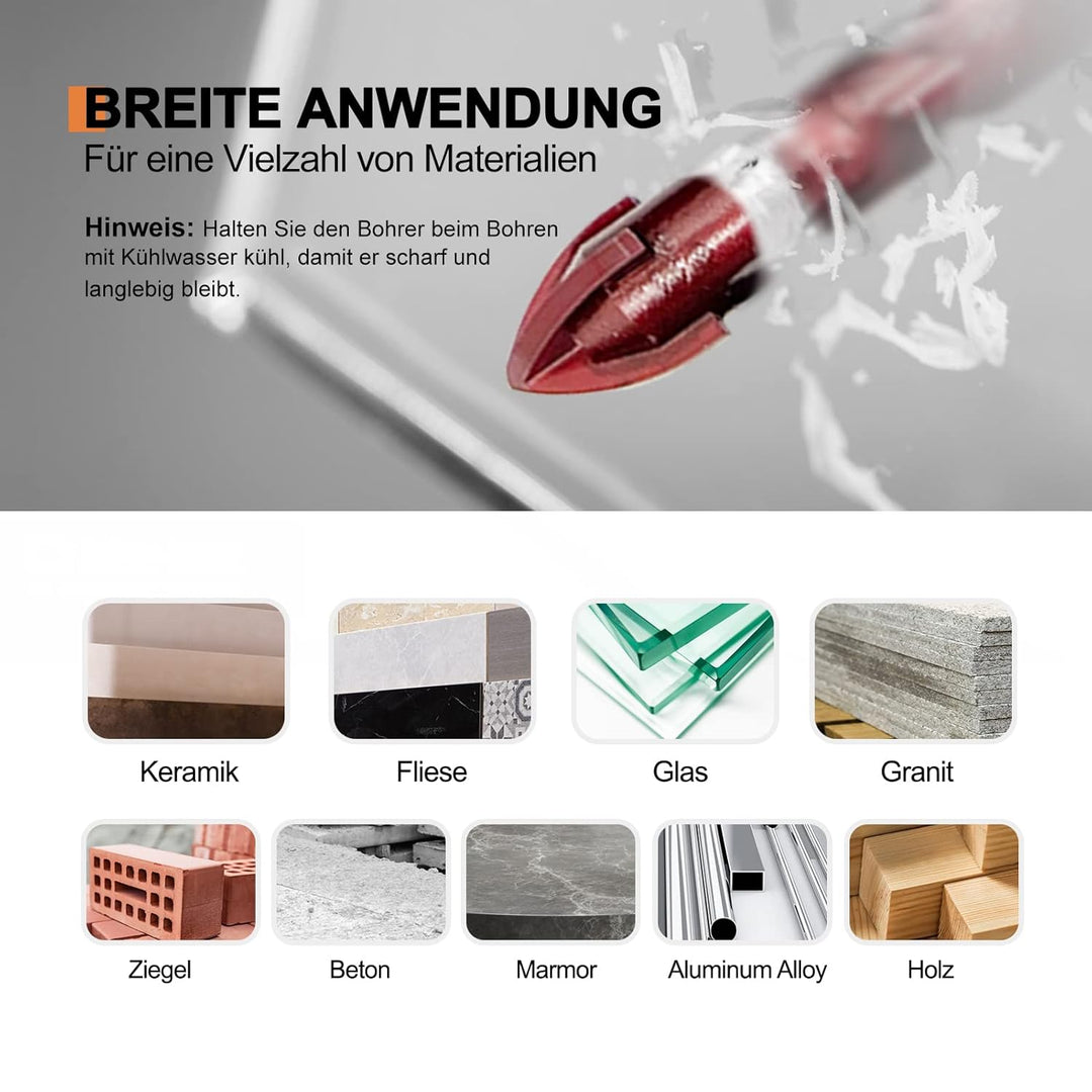 GVHAKG Fliesenbohrer Set 10 tlg, Glasbohrer Set mit Kobalt, Glasbohrer Keramikbohrer Mit Für Metall