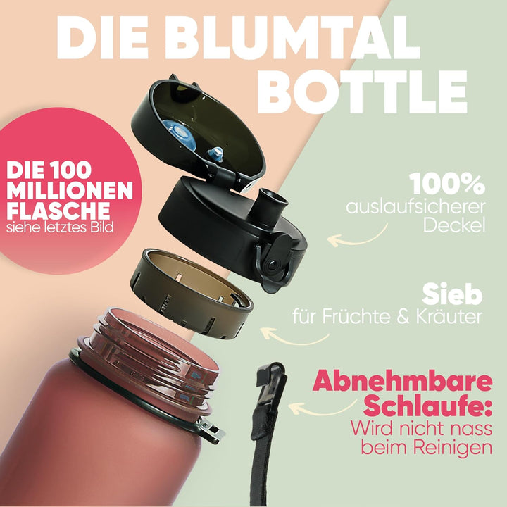 Blumtal Premium Trinkflasche 1l - bruchsichere & auslaufsichere Trinkflasche Sport & Outdoor - Sport