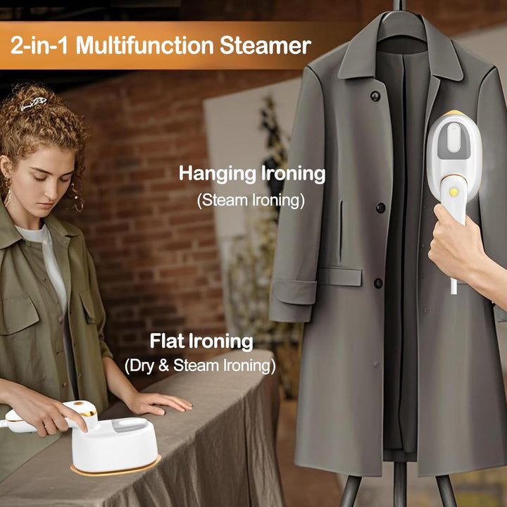 Steamer Dampfglätter & Bügeleisen 2-in-1 Trockene & Nassanwendung, 3 Dampfstufen, 120ml Wassertank –