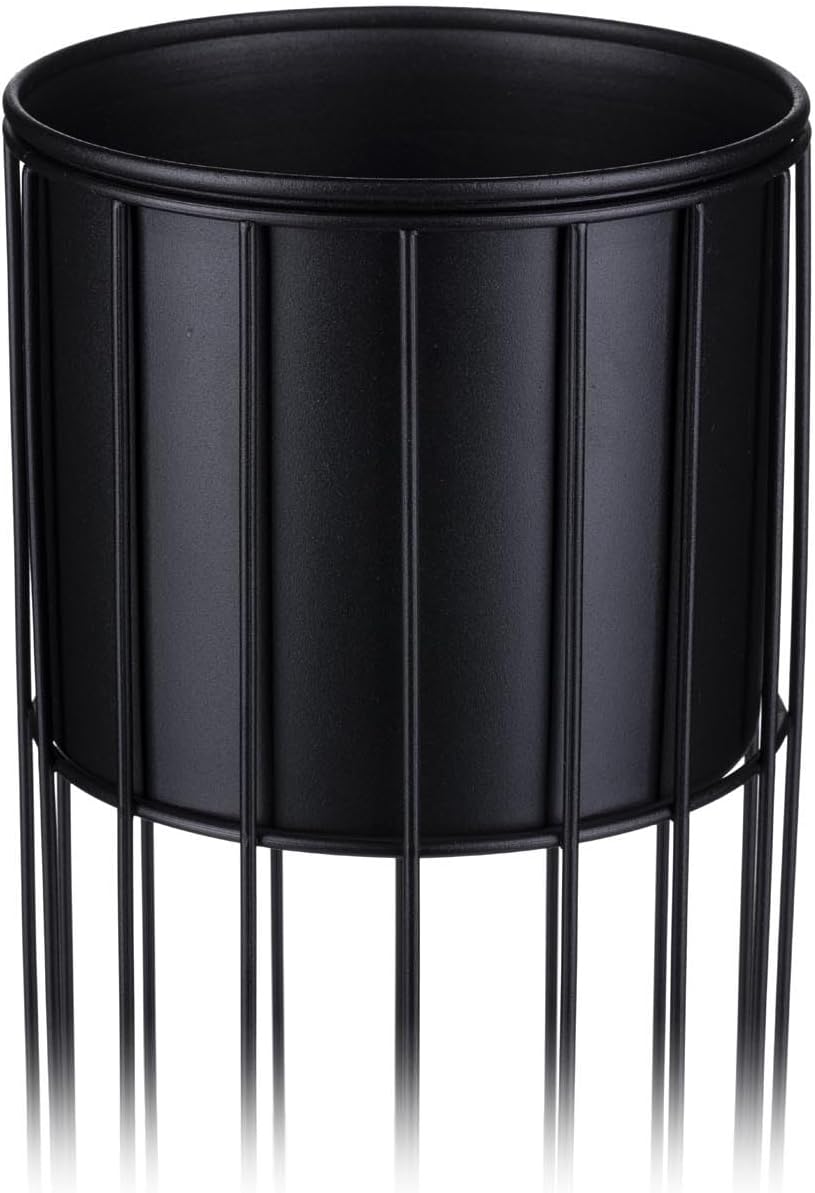 HowHomely Moderne Blumenständer Metall 70 cm Hoch mit Schwarz Blumentopf Rund 19 cm Ø auf Robuste St