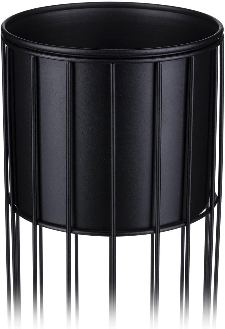 HowHomely Moderne Blumenständer Metall 70 cm Hoch mit Schwarz Blumentopf Rund 19 cm Ø auf Robuste St