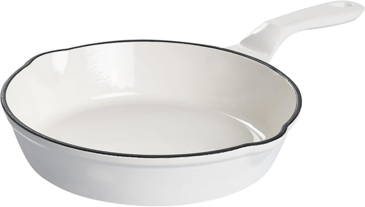 Kochgeschirrset 4-teilig emailliertes Gusseisen cremeweiss rund für Herd und Backofen Ferrano